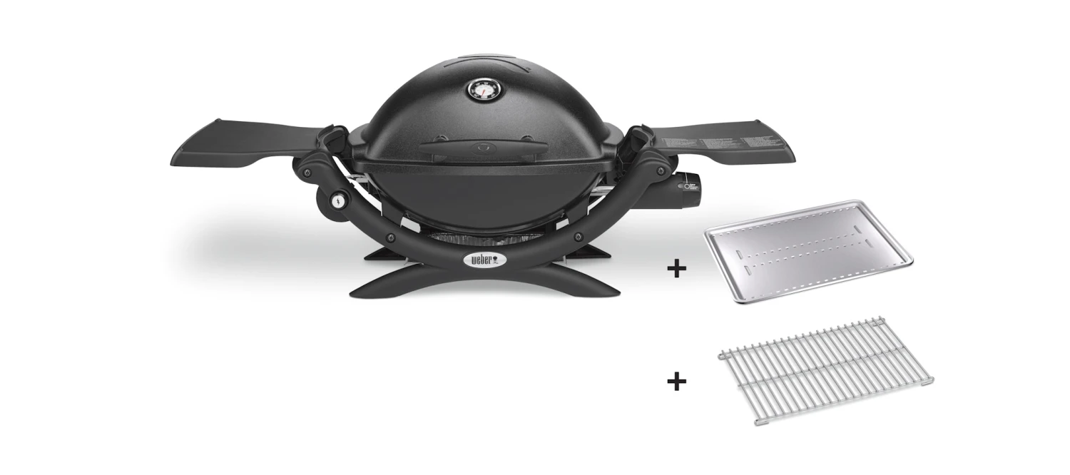 Weber Q 1200 Gas Grill Schwarz Mit Hitzeschild & Bratenrost