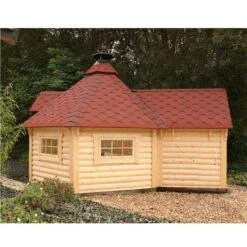 Wolff Finnhaus Grillkota 9 De Luxe Mit Anbau -Barbecue Grill Geschäft Wolff Finnhaus Grillkota 9 de luxe mit Anbau rote Schindeln